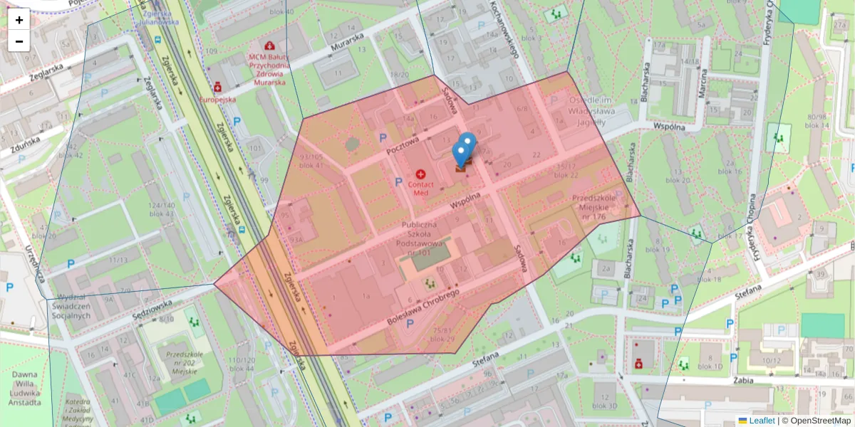 Szczegółowa mapa kodu pocztowego 91-464 z granicami, sąsiednimi kodami pocztowymi i urzędami pocztowymi