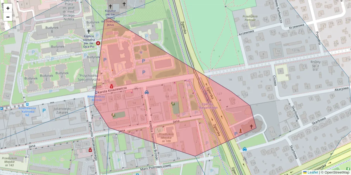 Szczegółowa mapa kodu pocztowego 91-478 z granicami, sąsiednimi kodami pocztowymi i urzędami pocztowymi