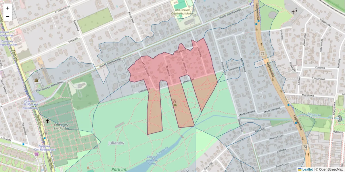 Szczegółowa mapa kodu pocztowego 91-486 z granicami, sąsiednimi kodami pocztowymi i urzędami pocztowymi
