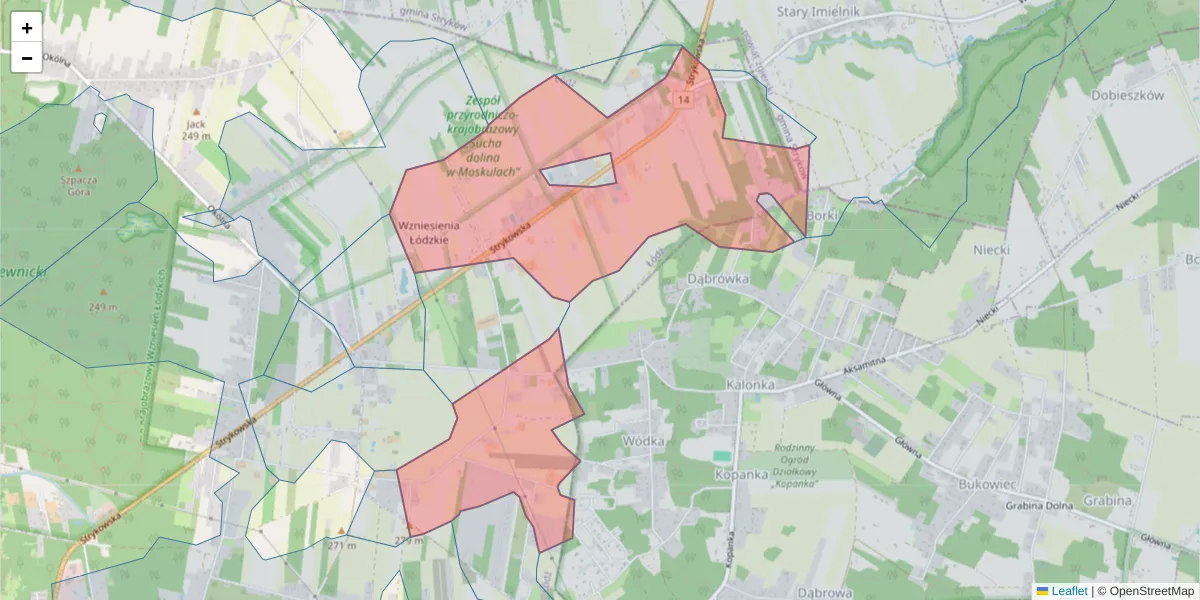 Szczegółowa mapa kodu pocztowego 91-531 z granicami, sąsiednimi kodami pocztowymi i urzędami pocztowymi