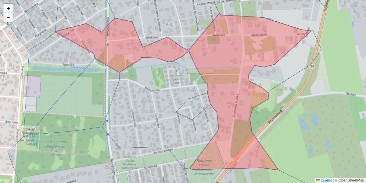 Szczegółowa mapa kodu pocztowego 91-603 z granicami, sąsiednimi kodami pocztowymi i urzędami pocztowymi