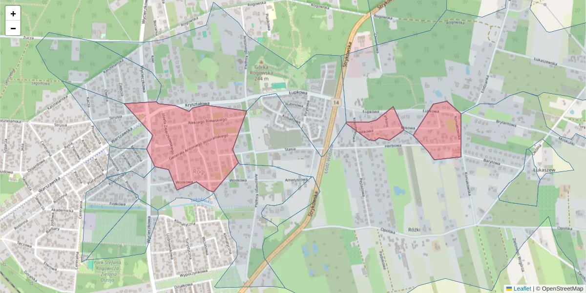 Szczegółowa mapa kodu pocztowego 91-605 z granicami, sąsiednimi kodami pocztowymi i urzędami pocztowymi
