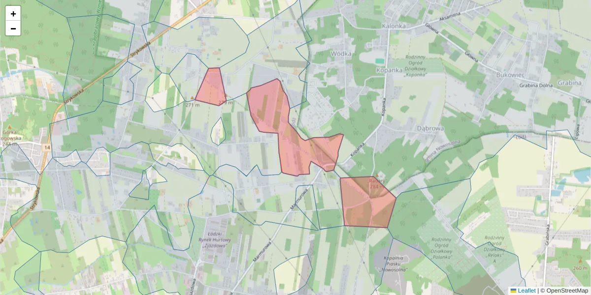 Szczegółowa mapa kodu pocztowego 91-606 z granicami, sąsiednimi kodami pocztowymi i urzędami pocztowymi
