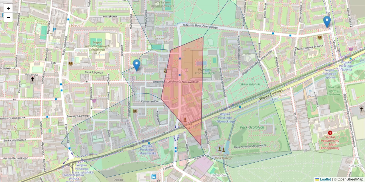 Szczegółowa mapa kodu pocztowego 91-811 z granicami, sąsiednimi kodami pocztowymi i urzędami pocztowymi
