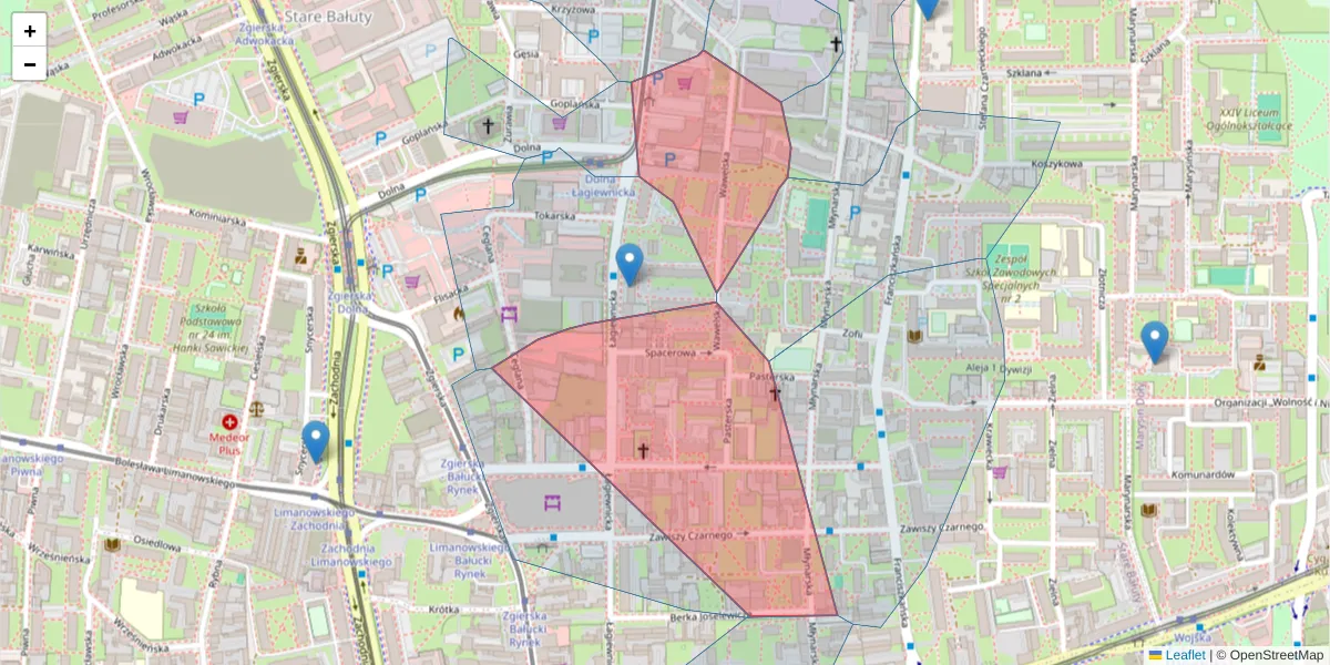 Szczegółowa mapa kodu pocztowego 91-839 z granicami, sąsiednimi kodami pocztowymi i urzędami pocztowymi