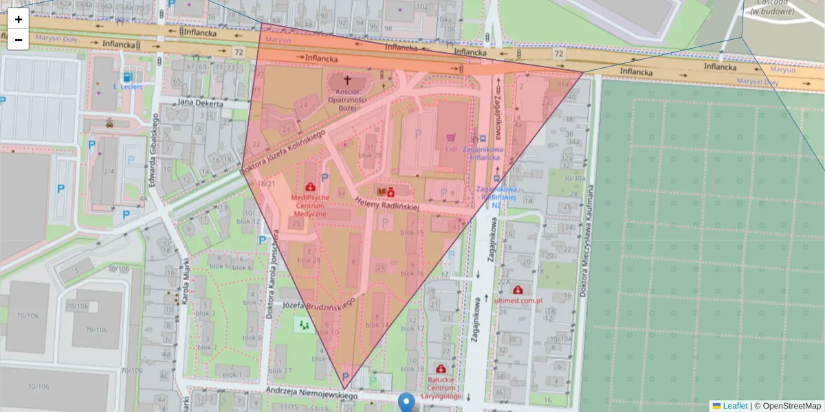 Szczegółowa mapa kodu pocztowego 91-848 z granicami, sąsiednimi kodami pocztowymi i urzędami pocztowymi