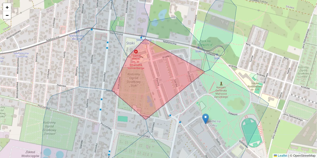 Szczegółowa mapa kodu pocztowego 92-003 z granicami, sąsiednimi kodami pocztowymi i urzędami pocztowymi