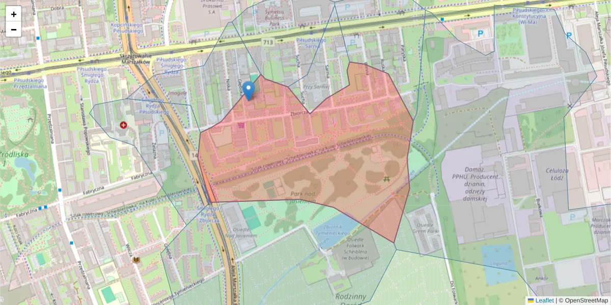 Szczegółowa mapa kodu pocztowego 92-328 z granicami, sąsiednimi kodami pocztowymi i urzędami pocztowymi