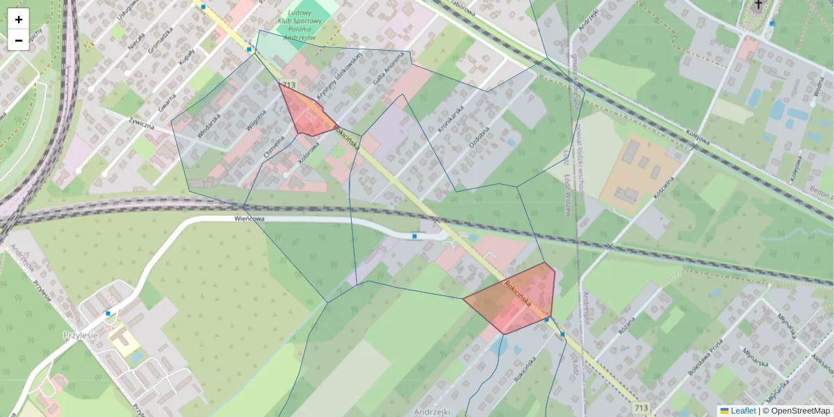 Szczegółowa mapa kodu pocztowego 92-614 z granicami, sąsiednimi kodami pocztowymi i urzędami pocztowymi