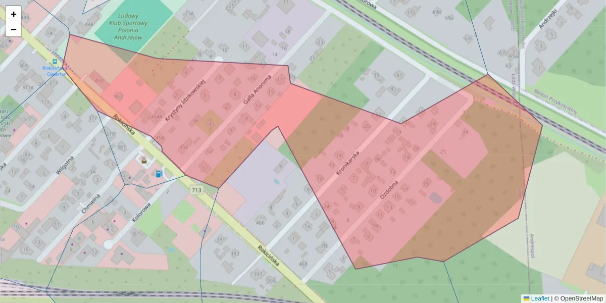Szczegółowa mapa kodu pocztowego 92-624 z granicami, sąsiednimi kodami pocztowymi i urzędami pocztowymi