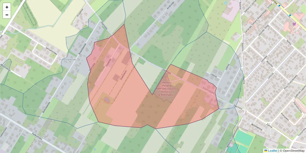 Szczegółowa mapa kodu pocztowego 92-634 z granicami, sąsiednimi kodami pocztowymi i urzędami pocztowymi