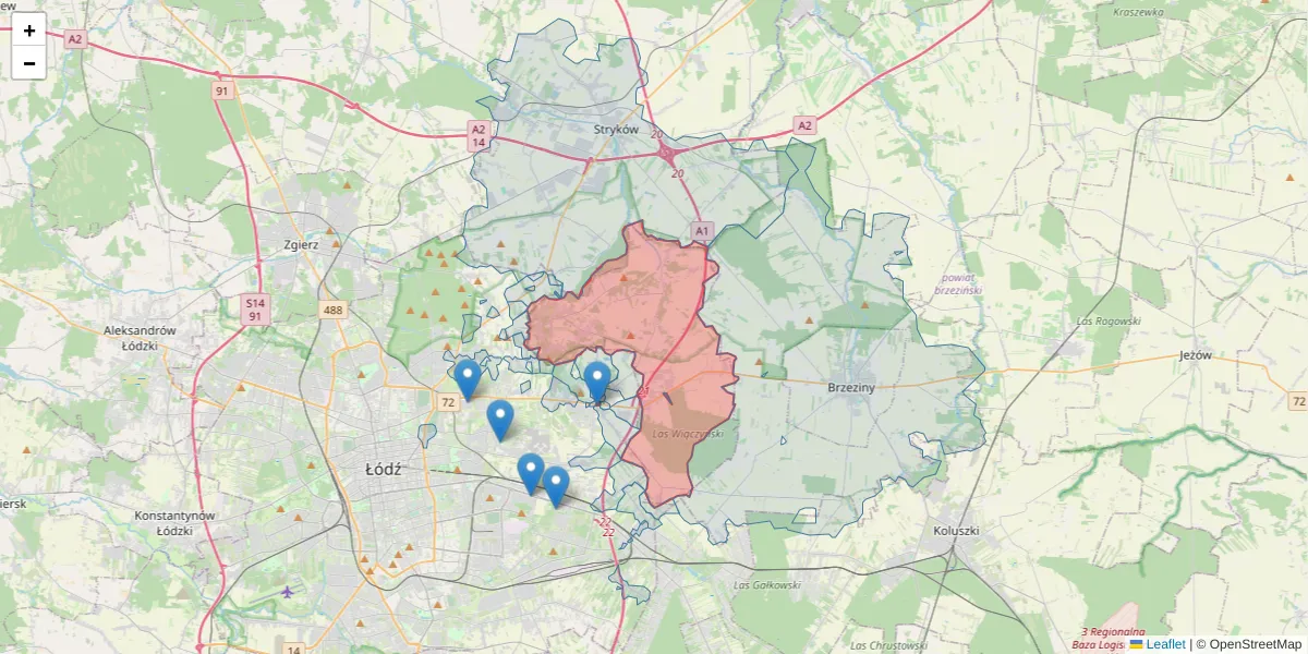 Szczegółowa mapa kodu pocztowego 92-701 z granicami, sąsiednimi kodami pocztowymi i urzędami pocztowymi