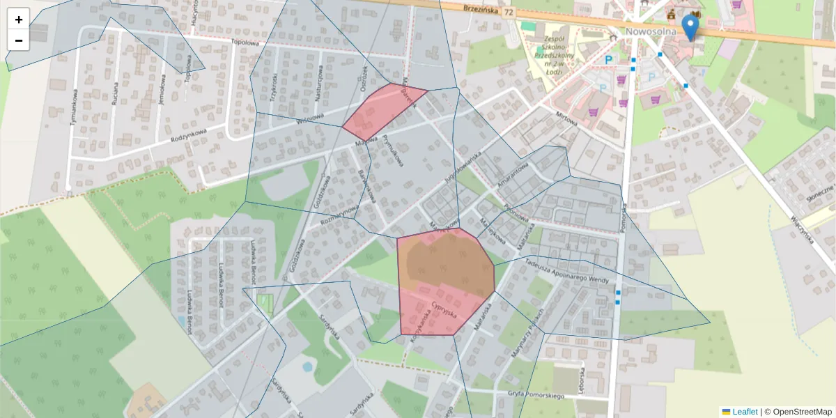 Szczegółowa mapa kodu pocztowego 92-729 z granicami, sąsiednimi kodami pocztowymi i urzędami pocztowymi