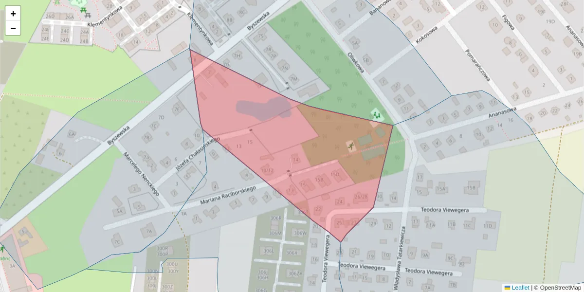 Szczegółowa mapa kodu pocztowego 92-752 z granicami, sąsiednimi kodami pocztowymi i urzędami pocztowymi