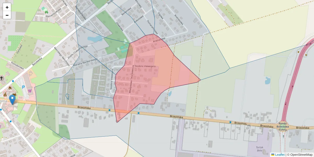 Szczegółowa mapa kodu pocztowego 92-753 z granicami, sąsiednimi kodami pocztowymi i urzędami pocztowymi