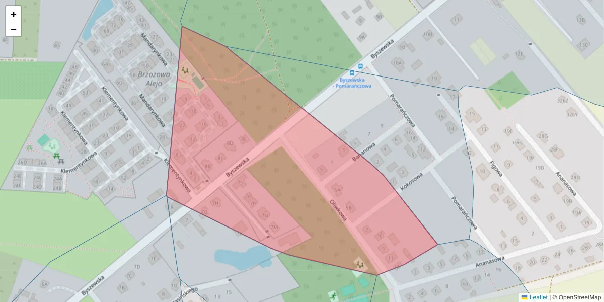 Szczegółowa mapa kodu pocztowego 92-773 z granicami, sąsiednimi kodami pocztowymi i urzędami pocztowymi