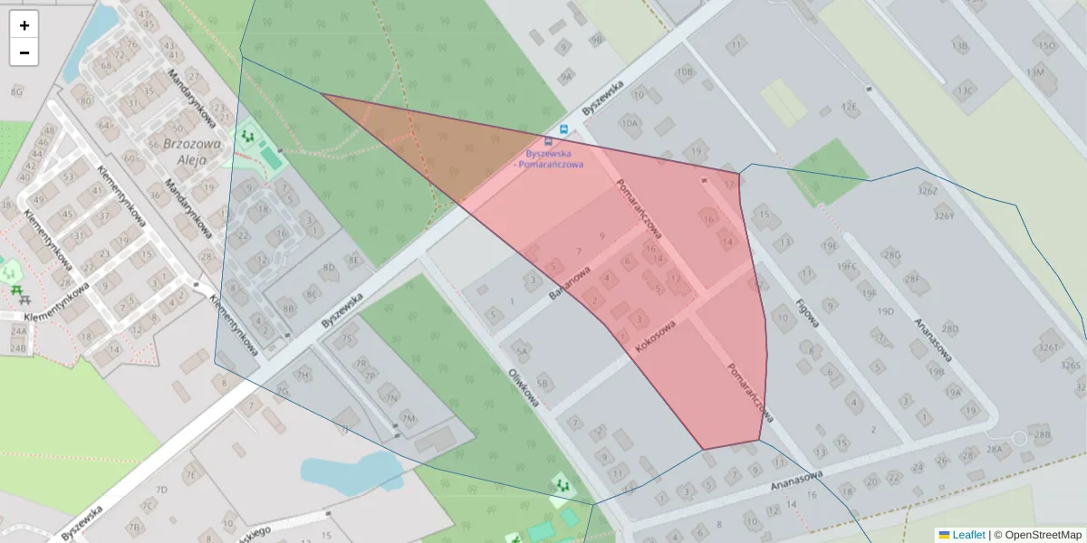 Szczegółowa mapa kodu pocztowego 92-774 z granicami, sąsiednimi kodami pocztowymi i urzędami pocztowymi