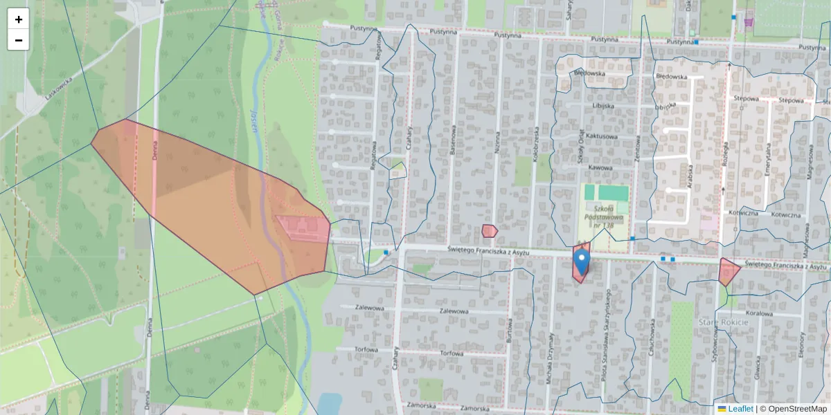 Szczegółowa mapa kodu pocztowego 93-001 z granicami, sąsiednimi kodami pocztowymi i urzędami pocztowymi