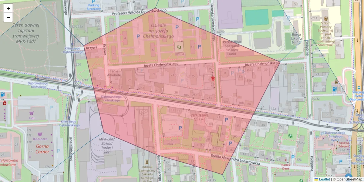 Szczegółowa mapa kodu pocztowego 93-139 z granicami, sąsiednimi kodami pocztowymi i urzędami pocztowymi