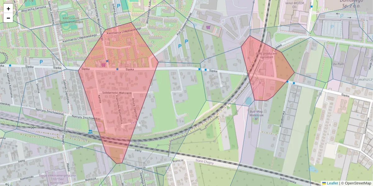 Szczegółowa mapa kodu pocztowego 93-237 z granicami, sąsiednimi kodami pocztowymi i urzędami pocztowymi