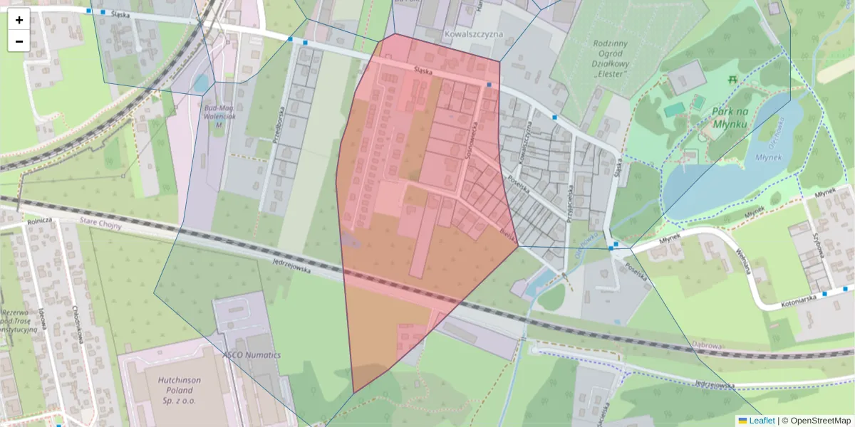 Szczegółowa mapa kodu pocztowego 93-240 z granicami, sąsiednimi kodami pocztowymi i urzędami pocztowymi