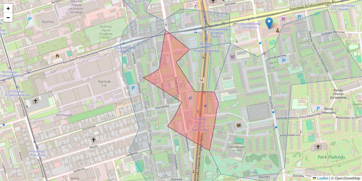 Szczegółowa mapa kodu pocztowego 93-286 z granicami, sąsiednimi kodami pocztowymi i urzędami pocztowymi