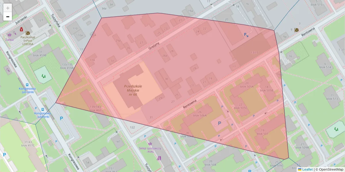 Szczegółowa mapa kodu pocztowego 93-310 z granicami, sąsiednimi kodami pocztowymi i urzędami pocztowymi