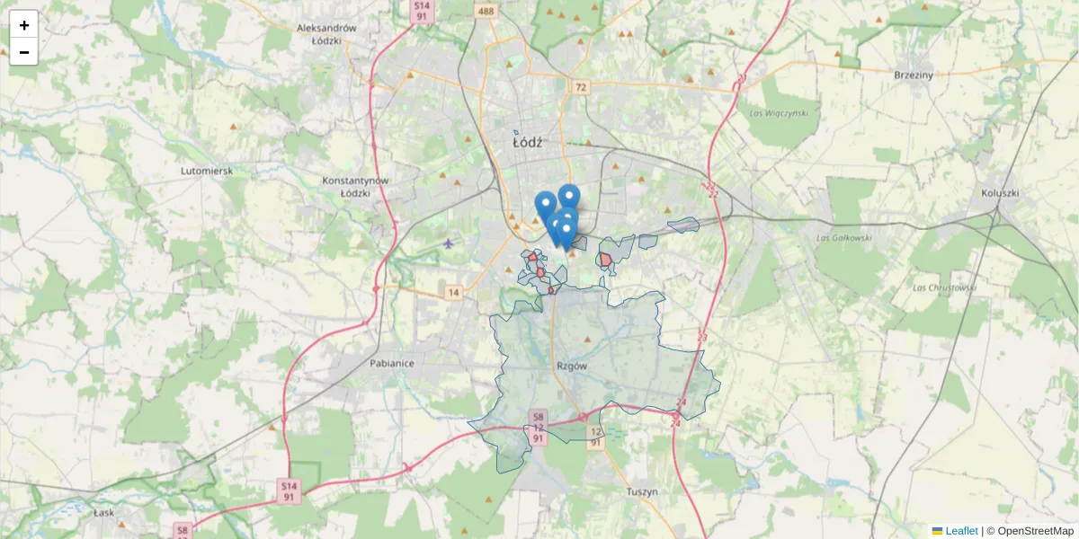 Szczegółowa mapa kodu pocztowego 93-341 z granicami, sąsiednimi kodami pocztowymi i urzędami pocztowymi
