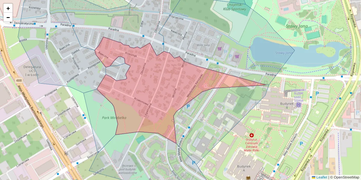 Szczegółowa mapa kodu pocztowego 93-346 z granicami, sąsiednimi kodami pocztowymi i urzędami pocztowymi