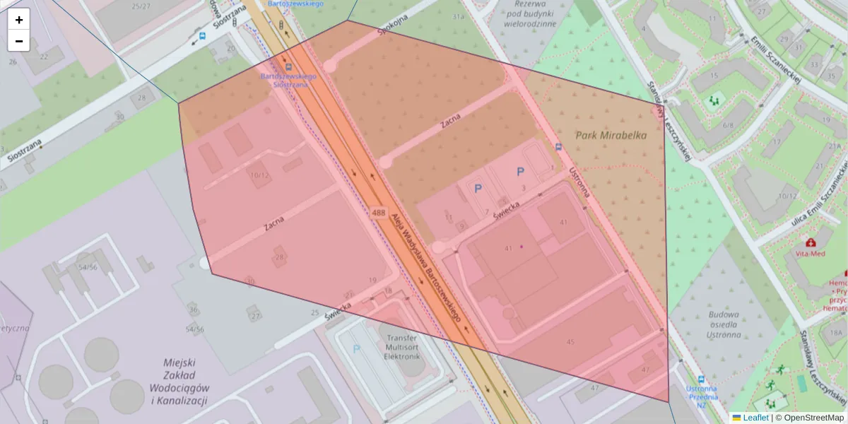 Szczegółowa mapa kodu pocztowego 93-350 z granicami, sąsiednimi kodami pocztowymi i urzędami pocztowymi