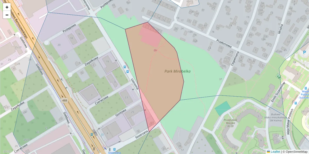 Szczegółowa mapa kodu pocztowego 93-352 z granicami, sąsiednimi kodami pocztowymi i urzędami pocztowymi