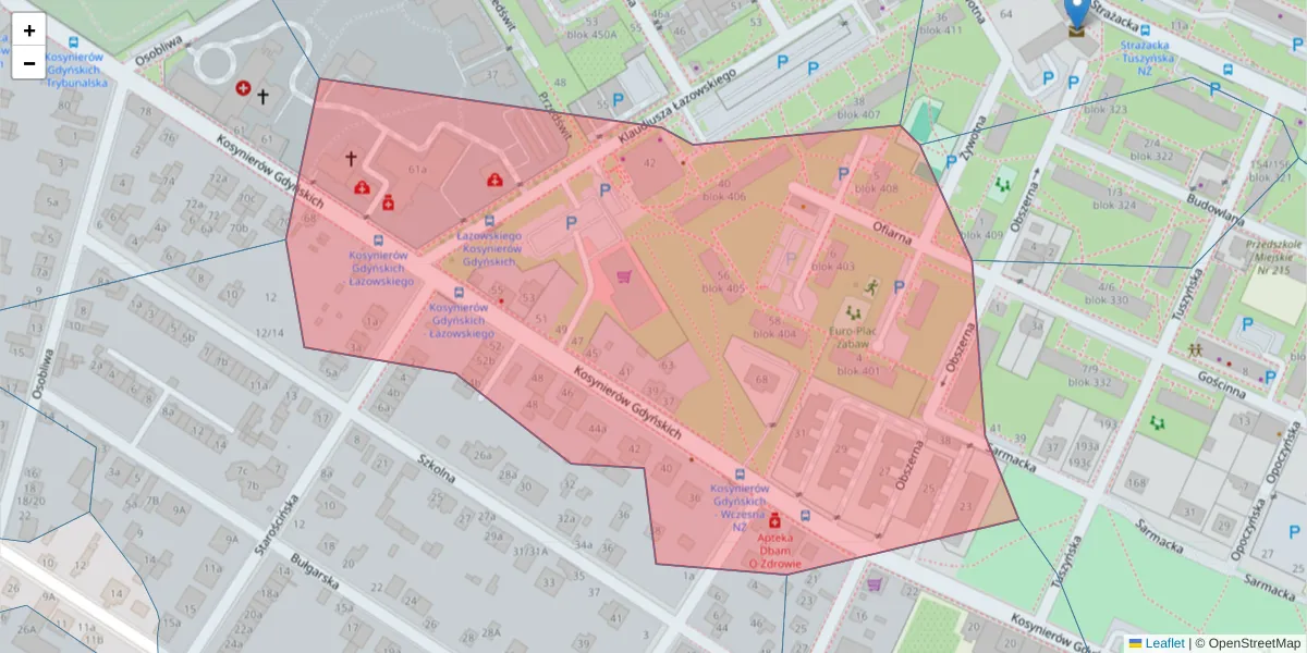 Szczegółowa mapa kodu pocztowego 93-357 z granicami, sąsiednimi kodami pocztowymi i urzędami pocztowymi