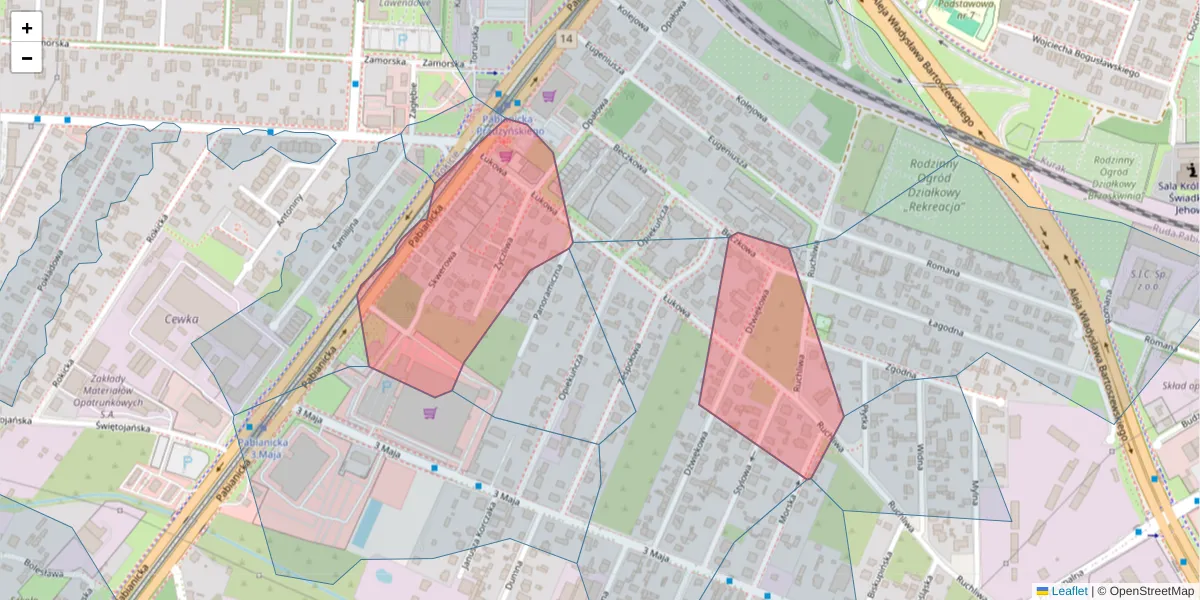 Szczegółowa mapa kodu pocztowego 93-410 z granicami, sąsiednimi kodami pocztowymi i urzędami pocztowymi