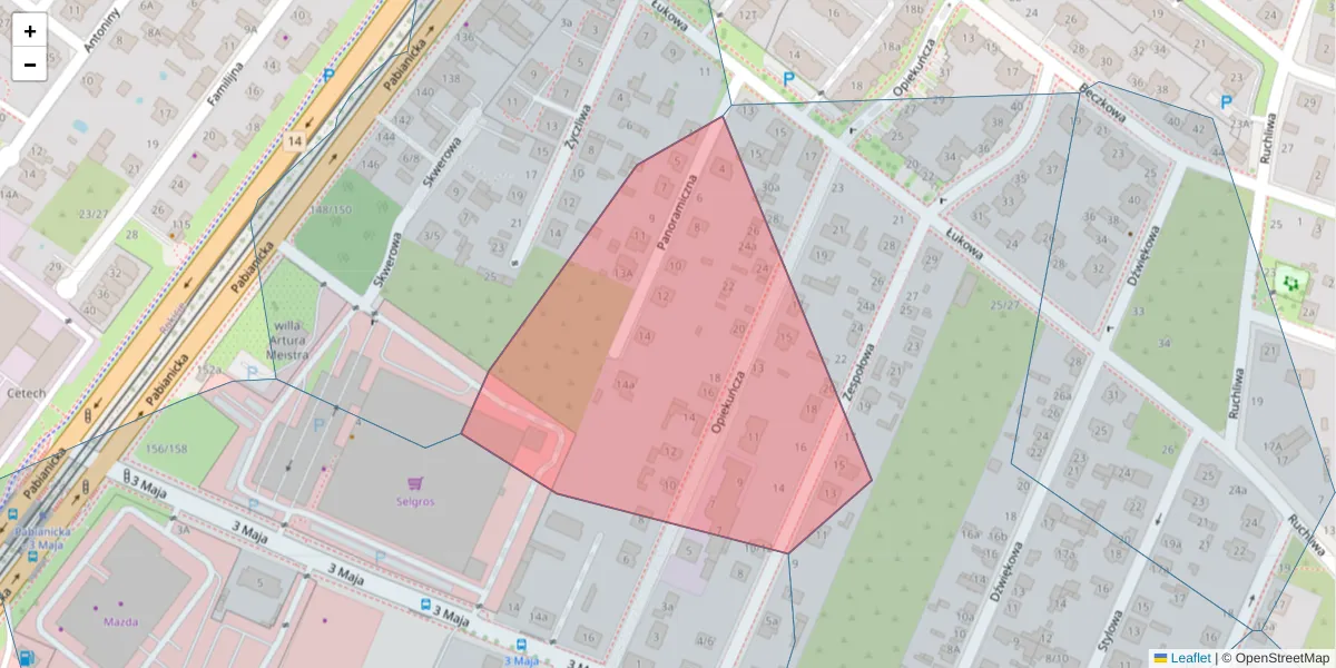 Szczegółowa mapa kodu pocztowego 93-411 z granicami, sąsiednimi kodami pocztowymi i urzędami pocztowymi