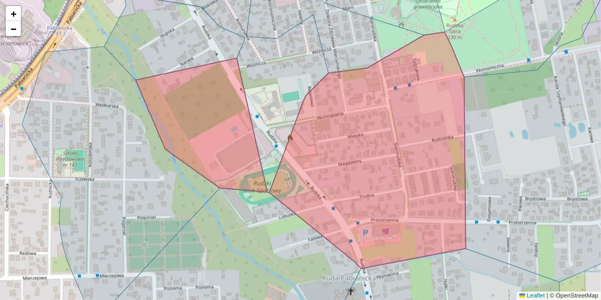 Szczegółowa mapa kodu pocztowego 93-423 z granicami, sąsiednimi kodami pocztowymi i urzędami pocztowymi