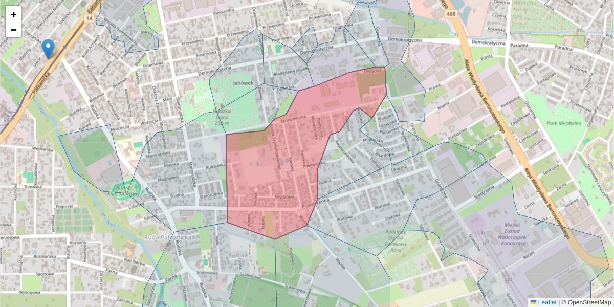 Szczegółowa mapa kodu pocztowego 93-426 z granicami, sąsiednimi kodami pocztowymi i urzędami pocztowymi