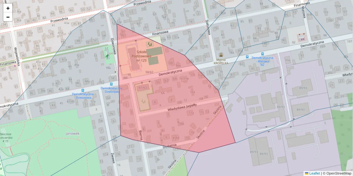 Szczegółowa mapa kodu pocztowego 93-427 z granicami, sąsiednimi kodami pocztowymi i urzędami pocztowymi