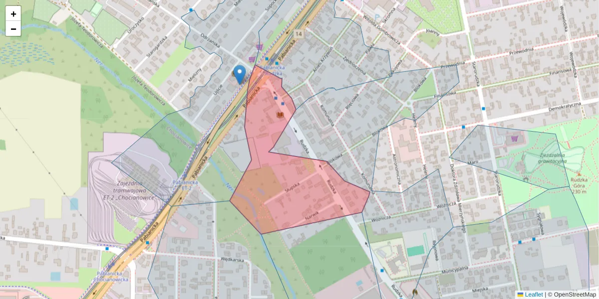 Szczegółowa mapa kodu pocztowego 93-457 z granicami, sąsiednimi kodami pocztowymi i urzędami pocztowymi