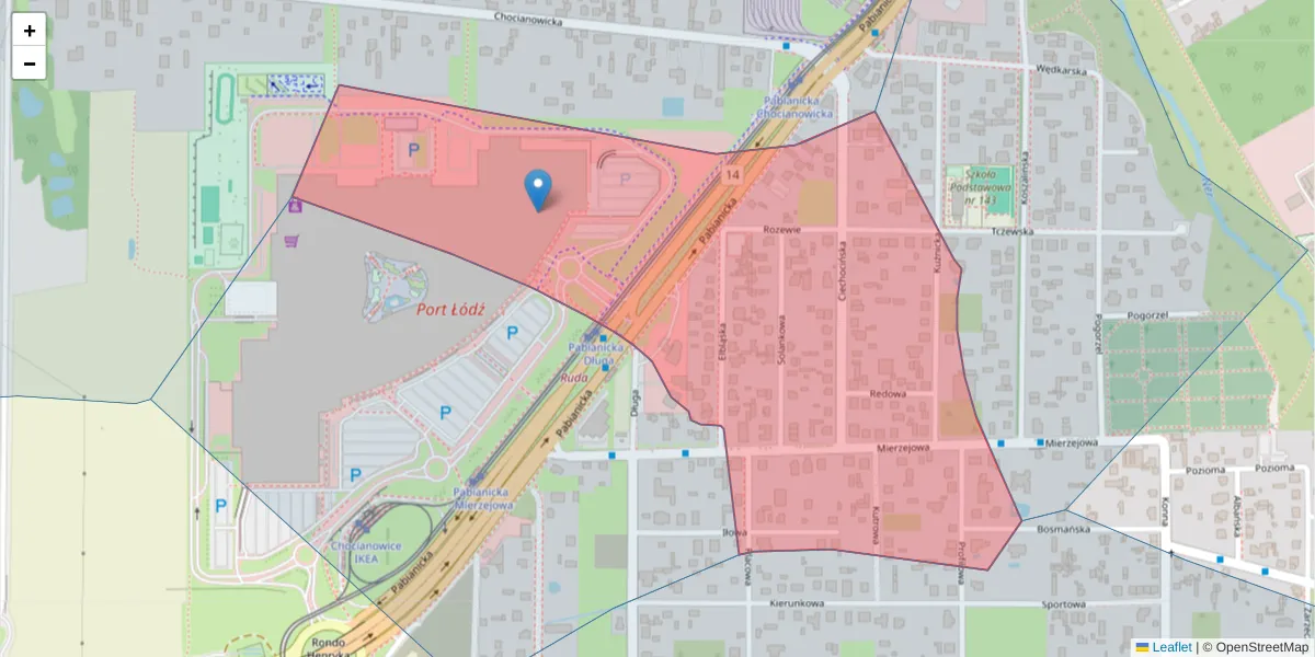 Szczegółowa mapa kodu pocztowego 93-459 z granicami, sąsiednimi kodami pocztowymi i urzędami pocztowymi