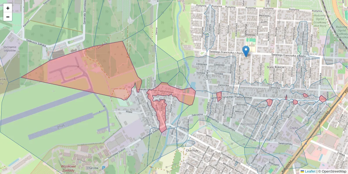 Szczegółowa mapa kodu pocztowego 93-466 z granicami, sąsiednimi kodami pocztowymi i urzędami pocztowymi
