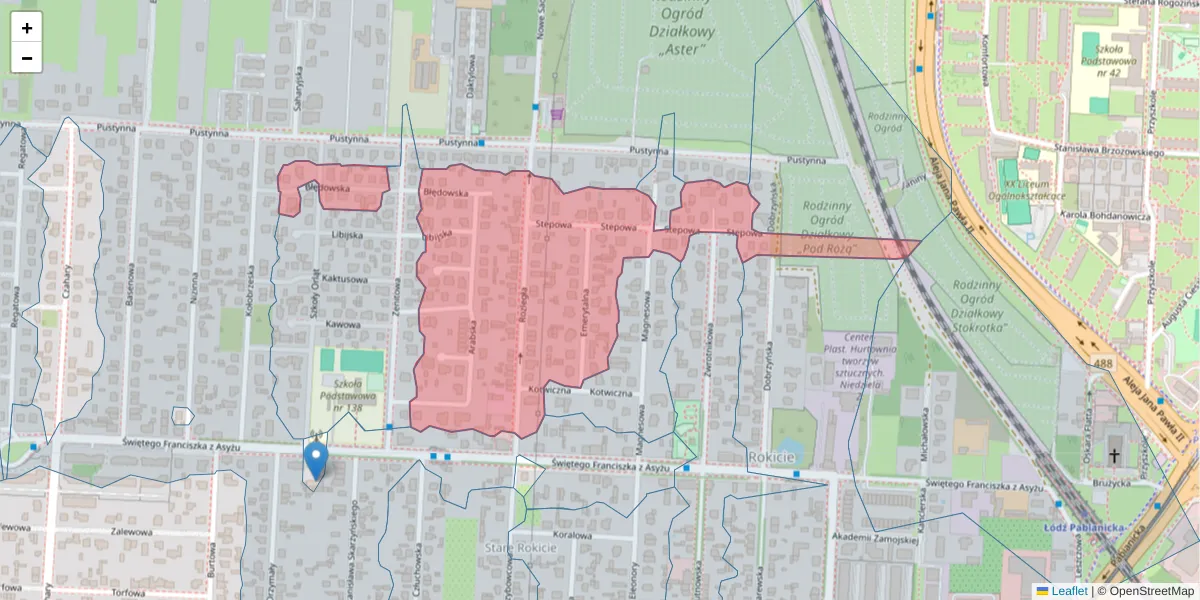 Szczegółowa mapa kodu pocztowego 93-481 z granicami, sąsiednimi kodami pocztowymi i urzędami pocztowymi