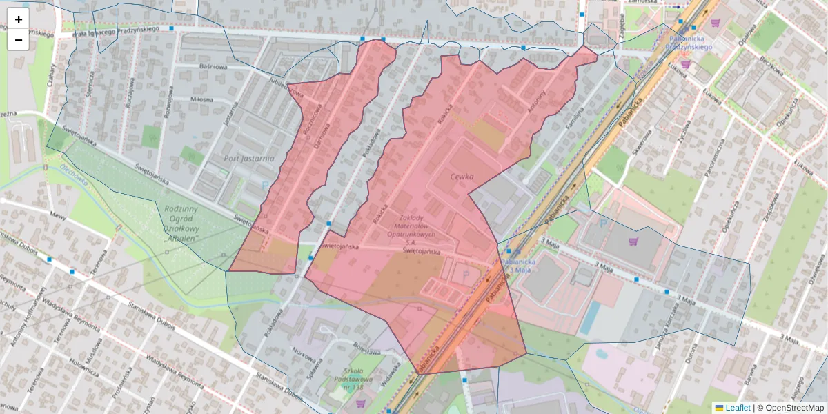 Szczegółowa mapa kodu pocztowego 93-493 z granicami, sąsiednimi kodami pocztowymi i urzędami pocztowymi