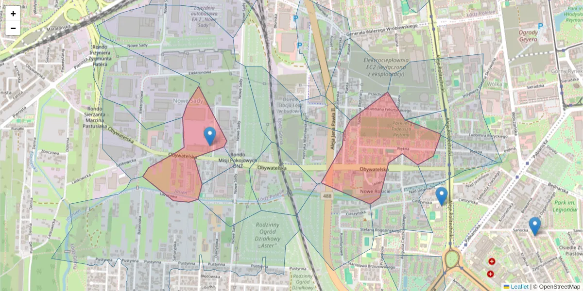 Szczegółowa mapa kodu pocztowego 93-558 z granicami, sąsiednimi kodami pocztowymi i urzędami pocztowymi