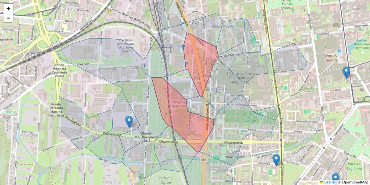 Szczegółowa mapa kodu pocztowego 93-564 z granicami, sąsiednimi kodami pocztowymi i urzędami pocztowymi