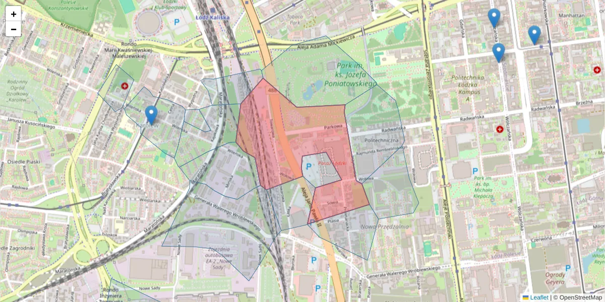 Szczegółowa mapa kodu pocztowego 93-570 z granicami, sąsiednimi kodami pocztowymi i urzędami pocztowymi