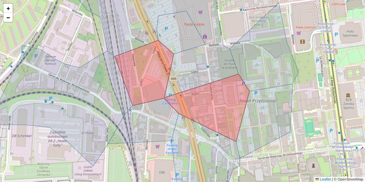 Szczegółowa mapa kodu pocztowego 93-571 z granicami, sąsiednimi kodami pocztowymi i urzędami pocztowymi