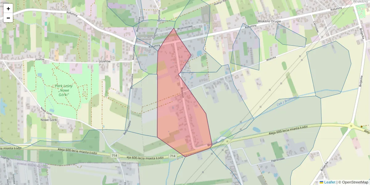 Szczegółowa mapa kodu pocztowego 93-619 z granicami, sąsiednimi kodami pocztowymi i urzędami pocztowymi