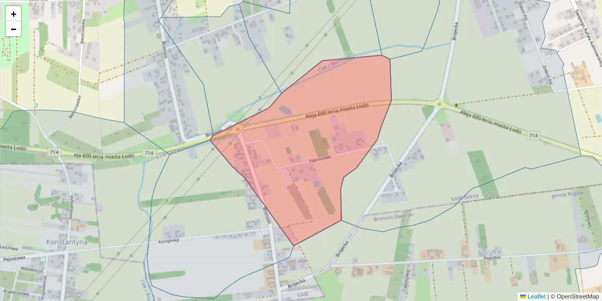 Szczegółowa mapa kodu pocztowego 93-624 z granicami, sąsiednimi kodami pocztowymi i urzędami pocztowymi