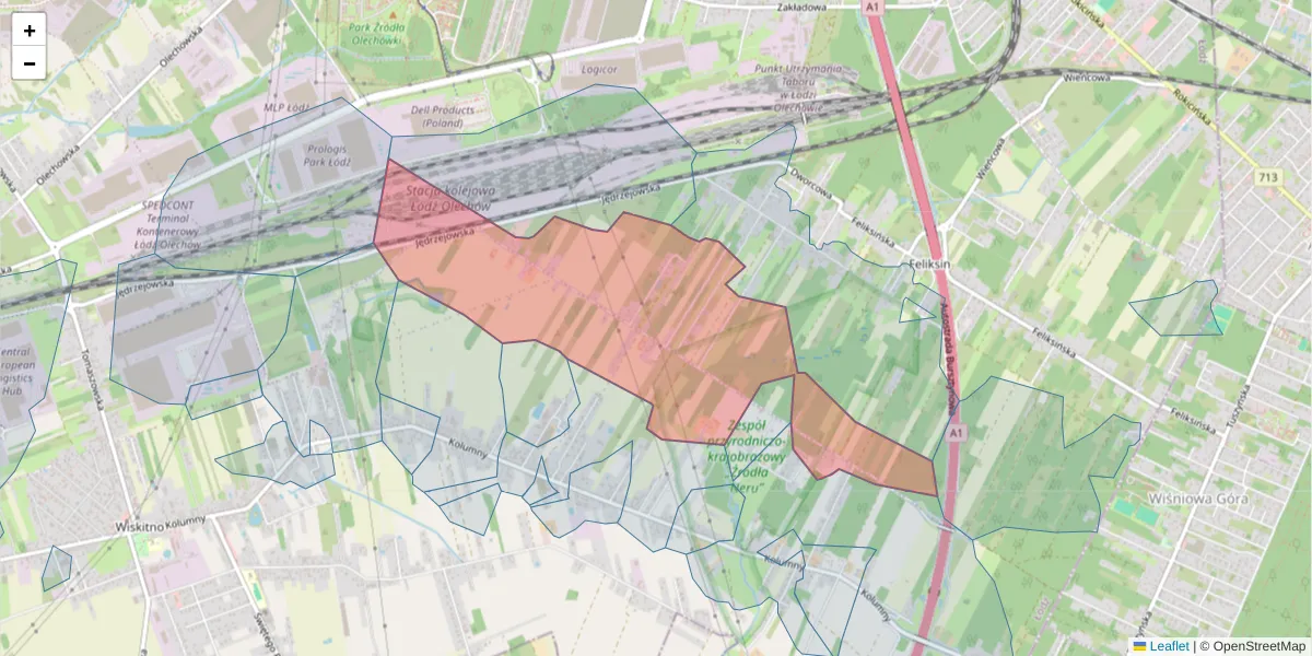 Szczegółowa mapa kodu pocztowego 93-638 z granicami, sąsiednimi kodami pocztowymi i urzędami pocztowymi