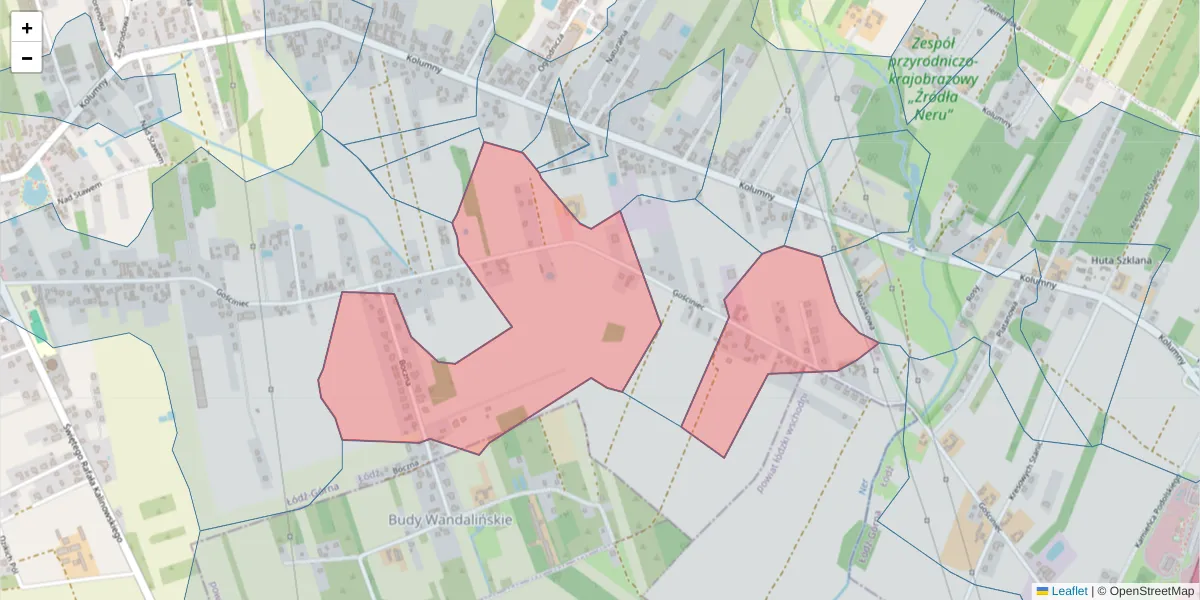 Szczegółowa mapa kodu pocztowego 93-646 z granicami, sąsiednimi kodami pocztowymi i urzędami pocztowymi